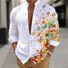 Herren Langarmhemd Polyester Umlegekragen Schmetterling Blumenprint