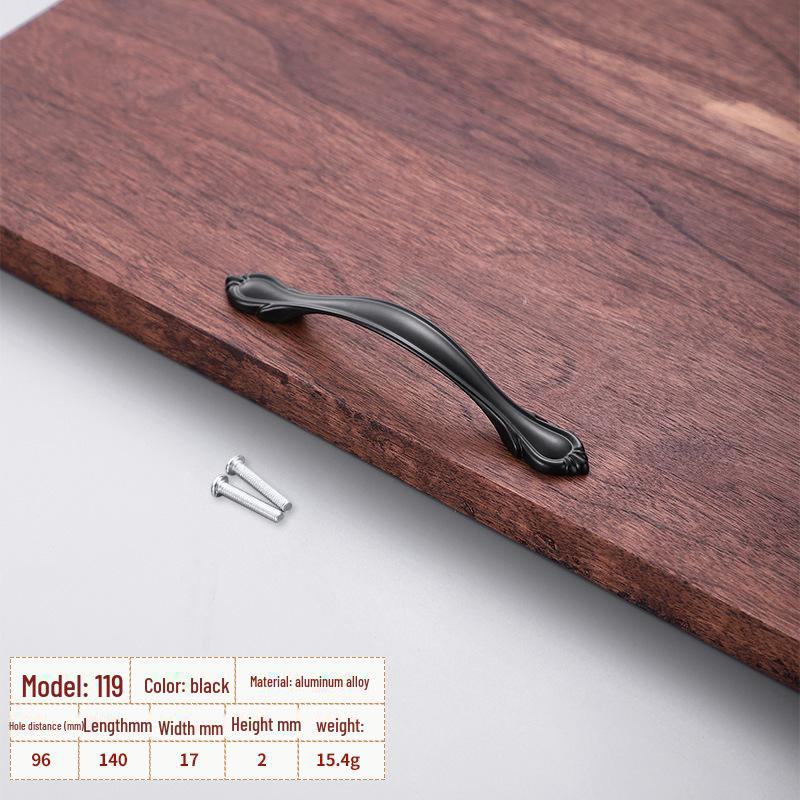 Black Aluminum Alloy European-Style Drawer & Cabinet Handle