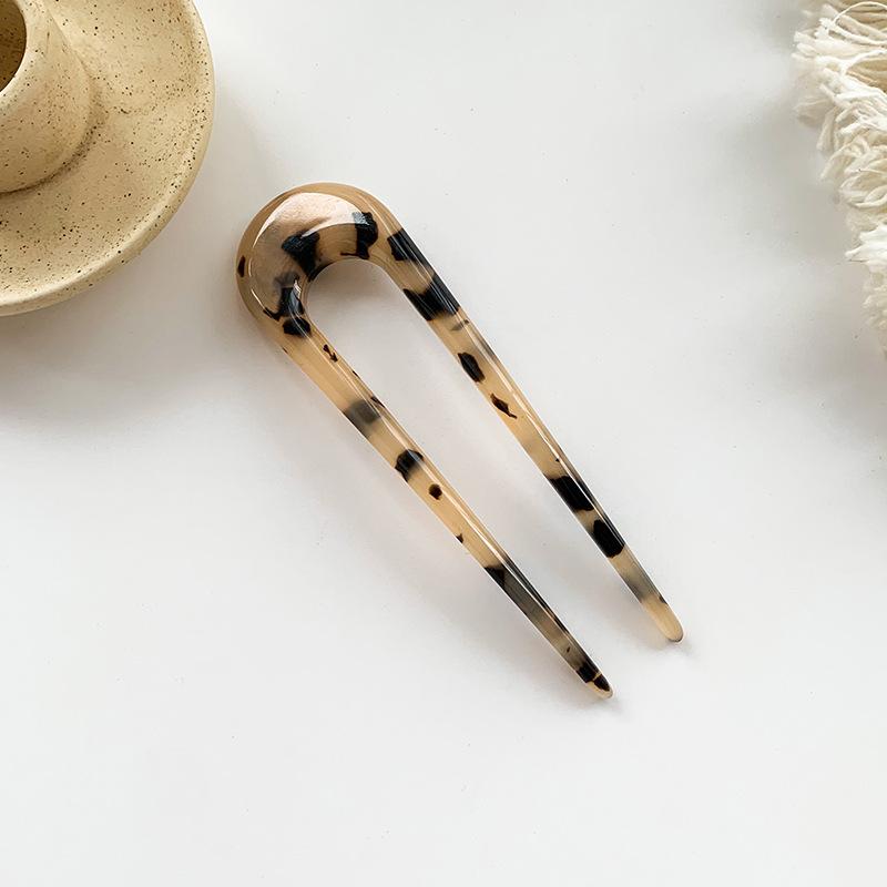 

Japan Hairpin Women Hair Sticks Simplicity Elegant U-shaped Leopard Print Hair Sticks Hairpins Girls Hair Clips Hair Accessories