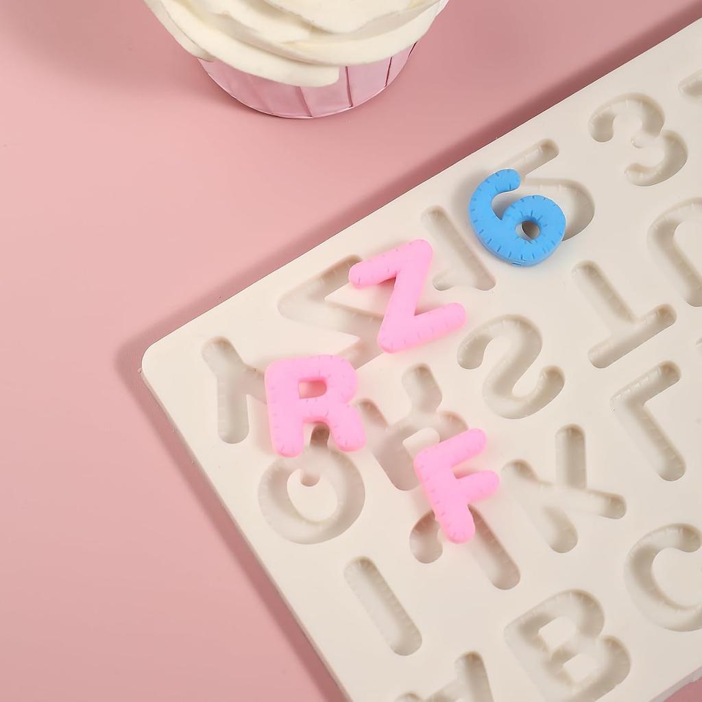 1 Pcs Alphabet Chocolate Fondant Mold, Number Silicone Molds, for Graduation Cake Decoration Cupcake Toppers Biscuit Candy Resin Clay Plaster Reble