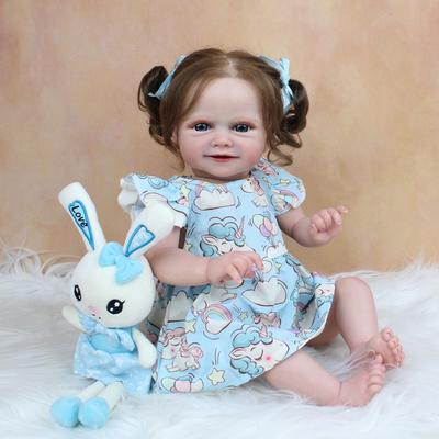 BZDOLL 50CM 3D Skin Tone Visible Veins Soft Silicone Reborn Baby Doll Toy For Girl Cloth Body Smiling Bebe Boneca Lifelike Play House