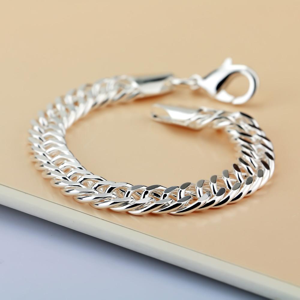 Brățară cu design din argint 925 925 solid de modă Bijuterii din argint pur 10 MM 20 cm Brățară cu lanț cu bici pentru bărbați/băiat