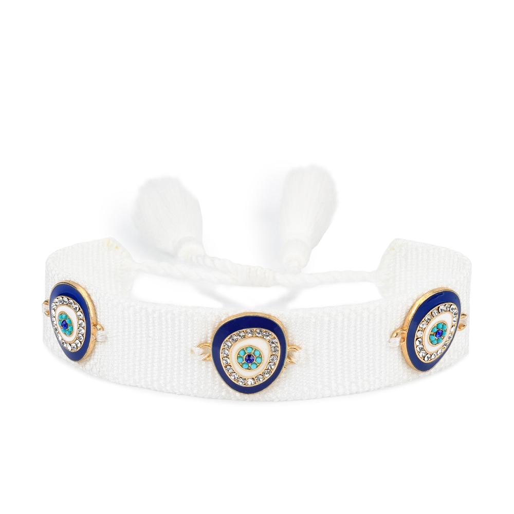 Eyes Woven Bracelets with Charms Stackable Wrap Fabric Bracelets