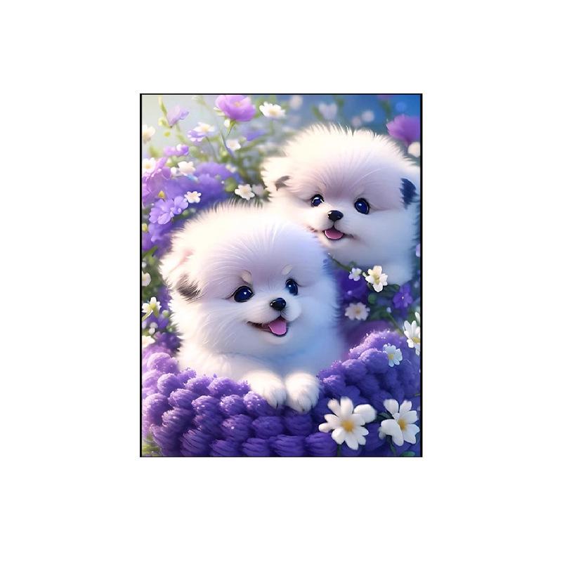 Modern Minimalist Two Little Dogs 5D Diamond Painting for Living Room or Bedroom
