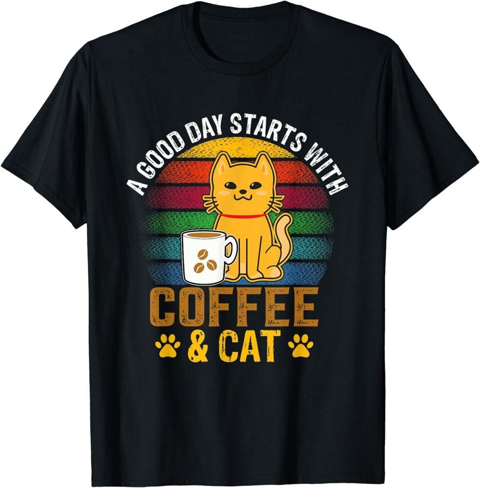 A Day Starts With Coffee And Cat Funny Saying Coffee Gift Unisex T-Shirt
