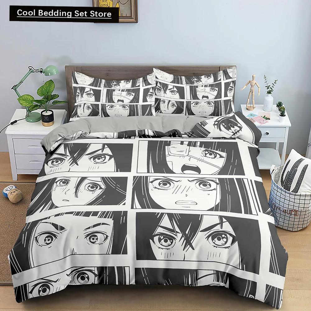 Comic Muster Bettbezug Queen King Cartoon Bettwäsche Set für Kinder Jungen Mädchen Hippie Hip Hop Rock Stil Polyester Bettdeckenbezug