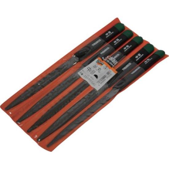 TRUSCO Set of 5 Round Medium 215mm Total Length TMA005-02 Files, Grit,