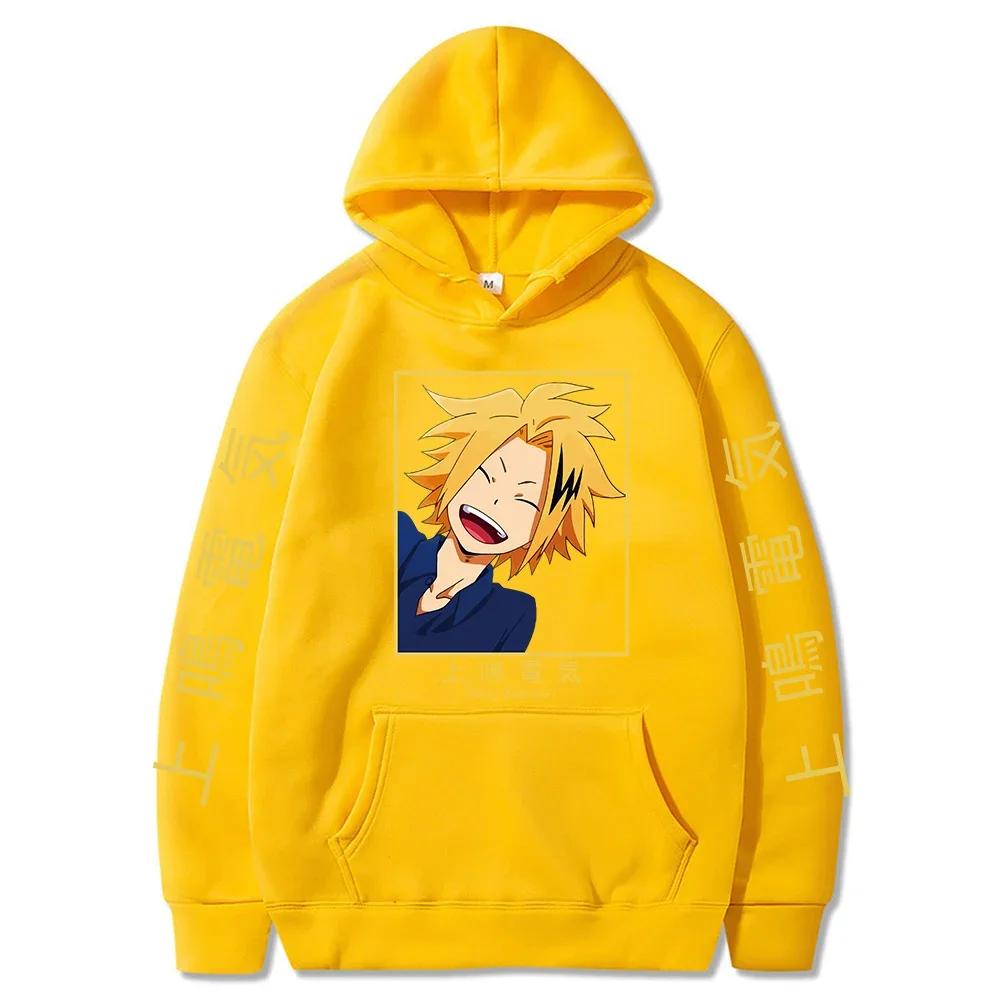 Anime My Hero Academia Kaminari Denki Hoodies Men Winter Long Sleeve Streetwear Kawaii Cartoon Sweatshirts