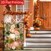 2D Flat, 2D Flat Autumn Eucalyptus Leaves Thanksgiving Buffalo Grid White Pumpkin Patch Garden Flag_new_4 (2)- Outdoor Garden Flag Double-sided Home D