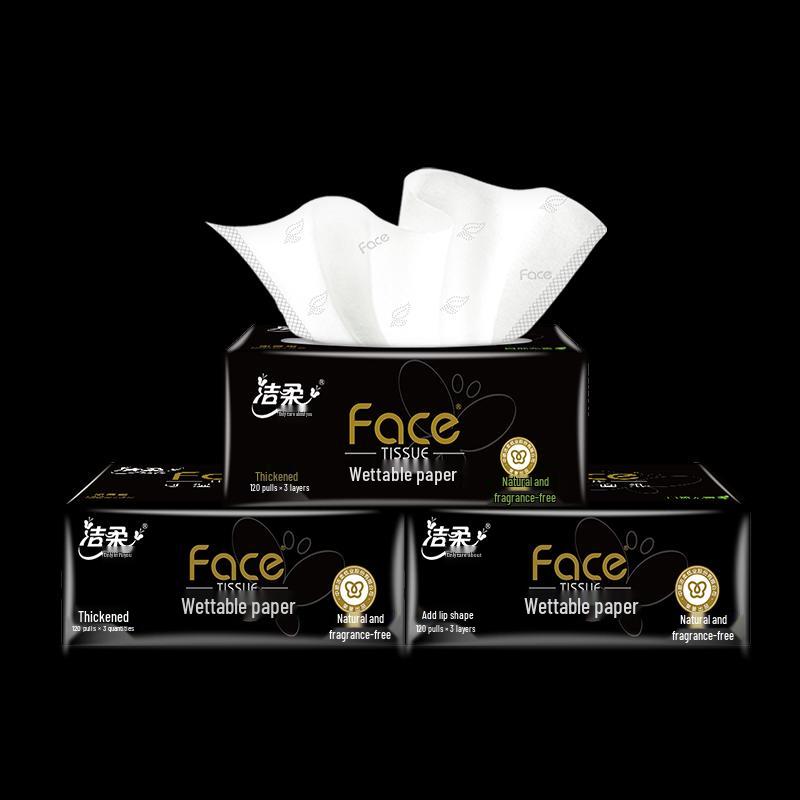 Jierou Black Face 3-Ply Wet-Strength Facial Tissues, 24-Pack