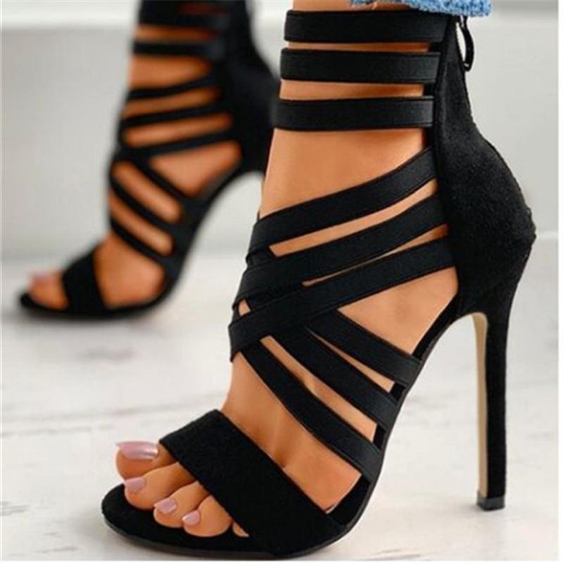 Sommer Neue Große Größe frauen Schuhe Mode Elastische Band Feine High Heel Sandalen
