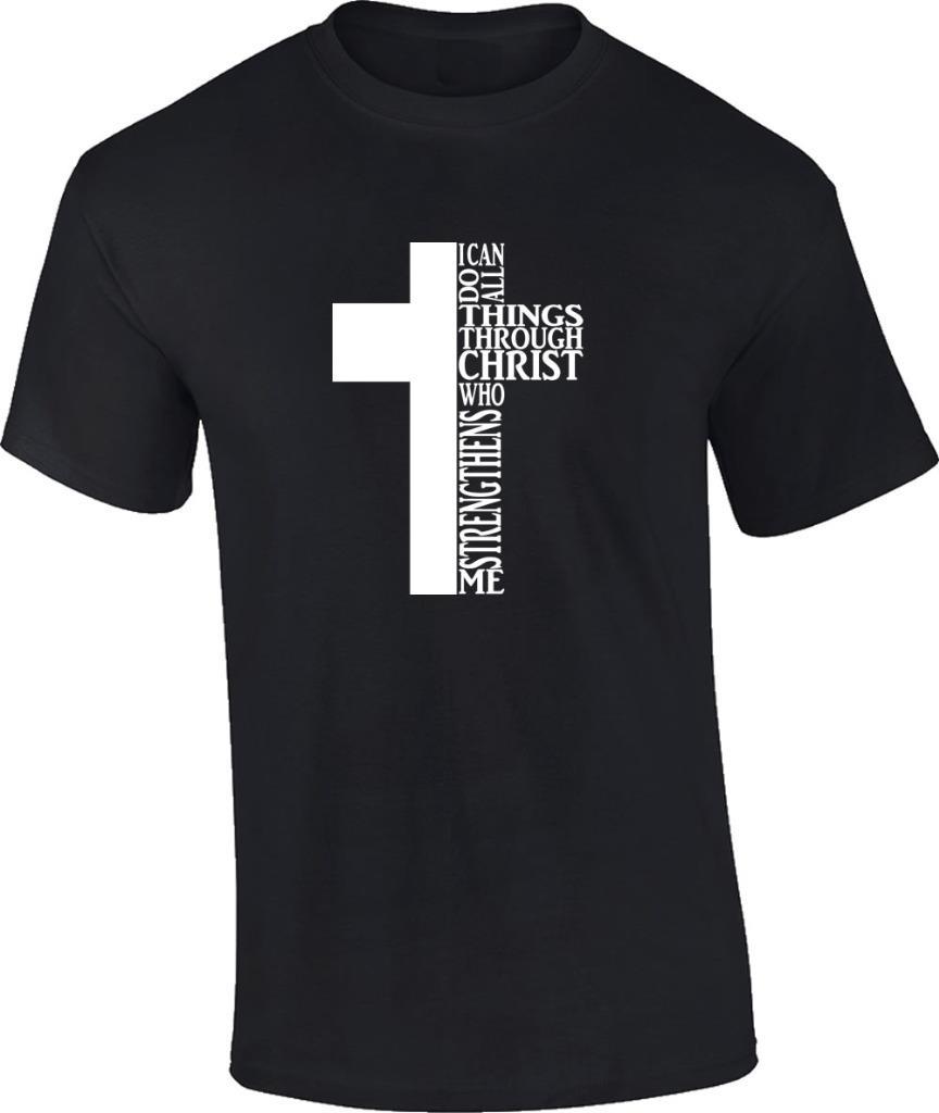 Christian I Can Do All Things Through Christ Who Strengthens Me Cross T-Shirt M