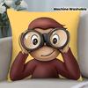 Anime Curious George Pillowcase, Zipper Closure, Polyester For Home Holiday Decor (No Insert)