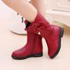 Children's Cotton Shoes Warm Boots Girls Autumn and Winter High Leather Boots