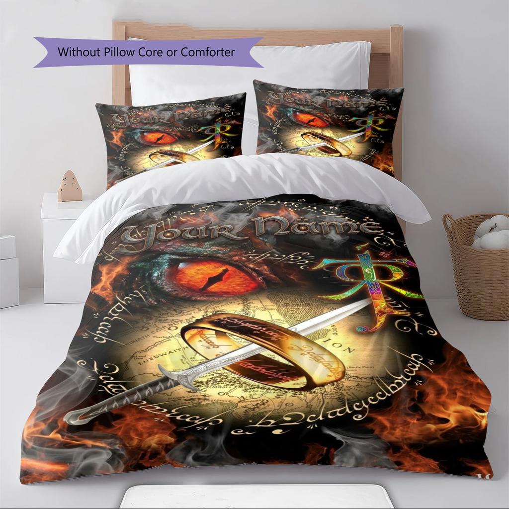 Name Custom Lord Rings Pattern Bedding Set Quilt Cover Pillowcase Home Decor Gift (1 * duvet cover + 2 * pillowcase, without core)