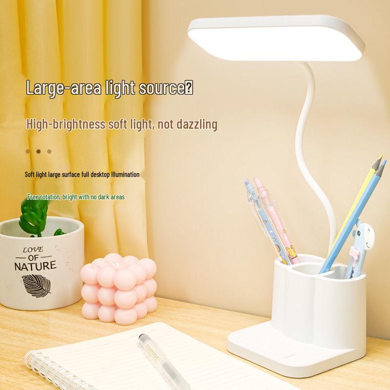 Smart LED Desk Lamp with Eye Protection, Pen Holder, and Bedside Night Light for Students