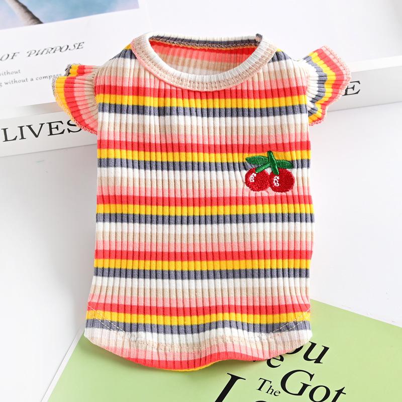 Stretch Striped Pet Cat Vest Yorkshire Teddy Small Dog Dog Clothes Princess Skirt Spring Summer Thin