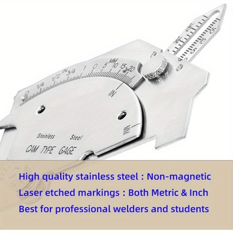 1PC Cam Type Weld Gauge Stainless Steel Metric & Inch Permanently Etched Markings and Thickness for Professional Welders