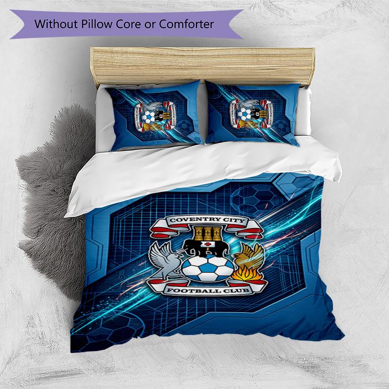 Set Lenzuola Stampato Coventry City Football 3 Pezzi, Comodo Set Copripiumino per Camera da Letto Amico della Pelle