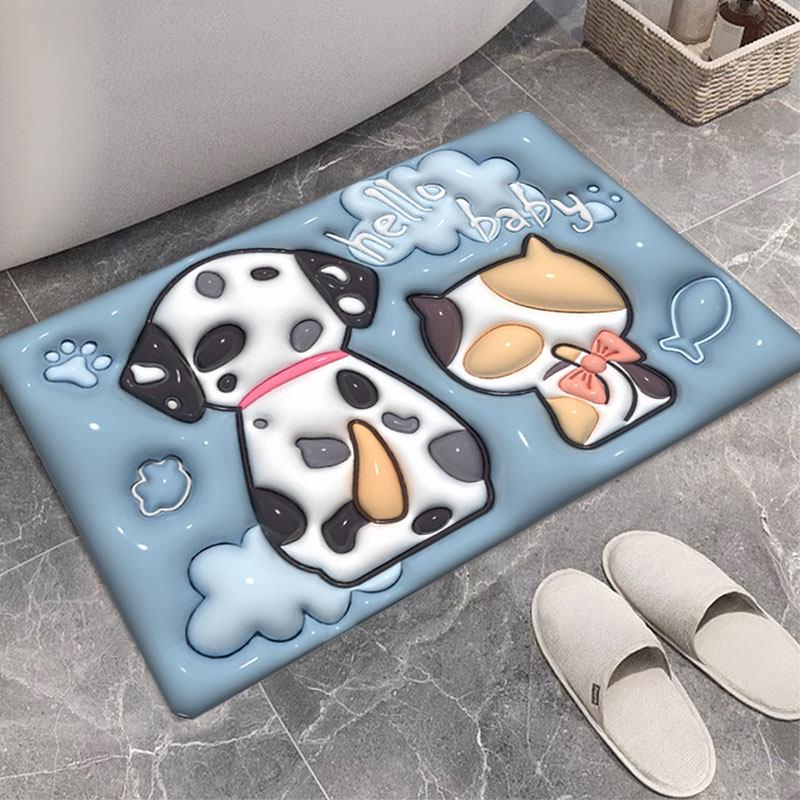 Expandable Cartoon Diatomaceous Floor Mat: Quick-Drying, Water-Absorbent, Anti-Slip, Easy to Clean for Bathroom and Entrance.