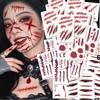 1/11pc 1D Fake Scar Tattoos Sticker Halloween Scab Bloody Makeup  Body Face Realistic Wound Scary Sticker Prank Props Party Deco