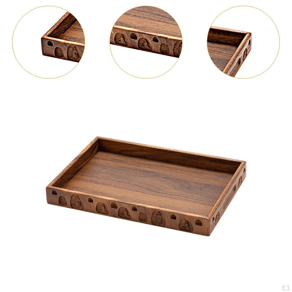 Tea Tray Wooden Serving Food Platters Centerpiece Farmhouse Coffee Table Snack for