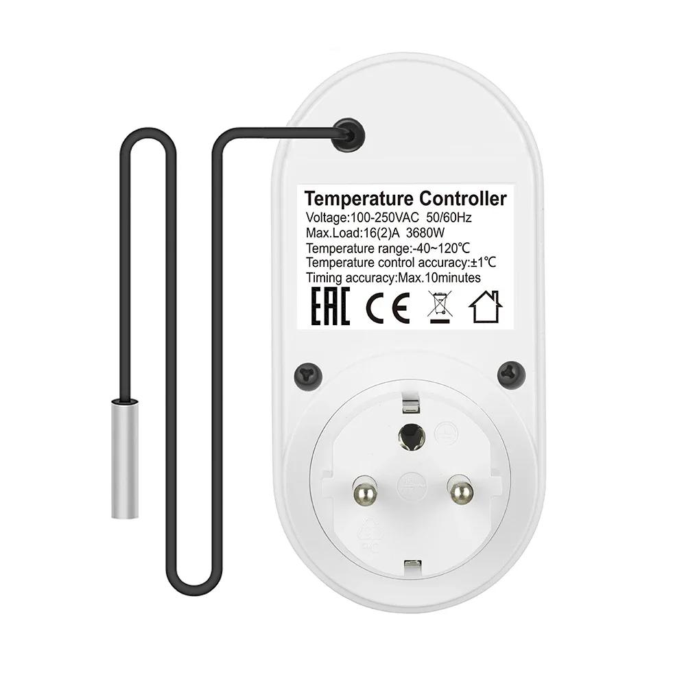 Drehknopf Temperaturregler Timer Steckdose EU Thermostat mit Temperatursensor Digitaler Thermostat Schalter Heiz- Kühlregelung