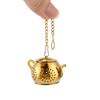 Metal Tea Strainer Teapot Shape Loose Tea Infuser Stainless Steel Leaf Tea Maker Strainer Chain Drip Tray Herbal Spice Filter