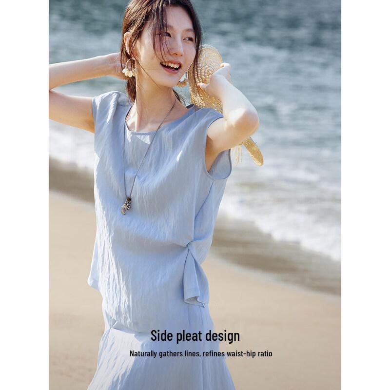 XWI Women's Tencel Cool-Feel Two-Piece Top and Skirt Set