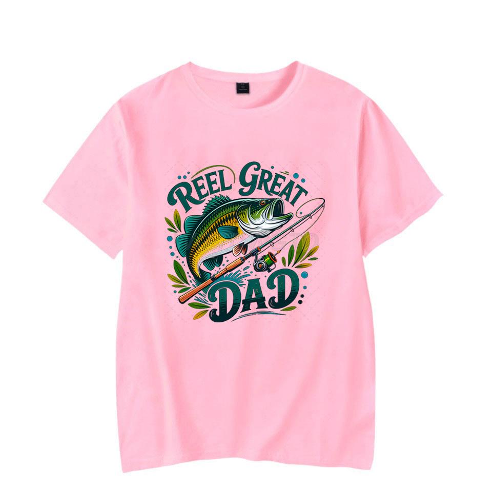 Reel Great Dad Graphic T Shirts for Men Fishing Life Funny Short Sleeve Tee Shirt Fishing Lovers Trendy Dad Design Summer Tops
