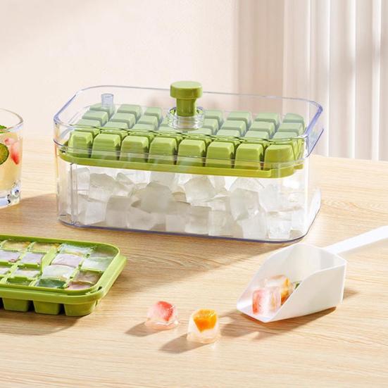 Silicone Ice Cube Tray with Shovel One-click Release Ice Mold Family Gatherings DIY Ice Maker for Whiskey Cocktail