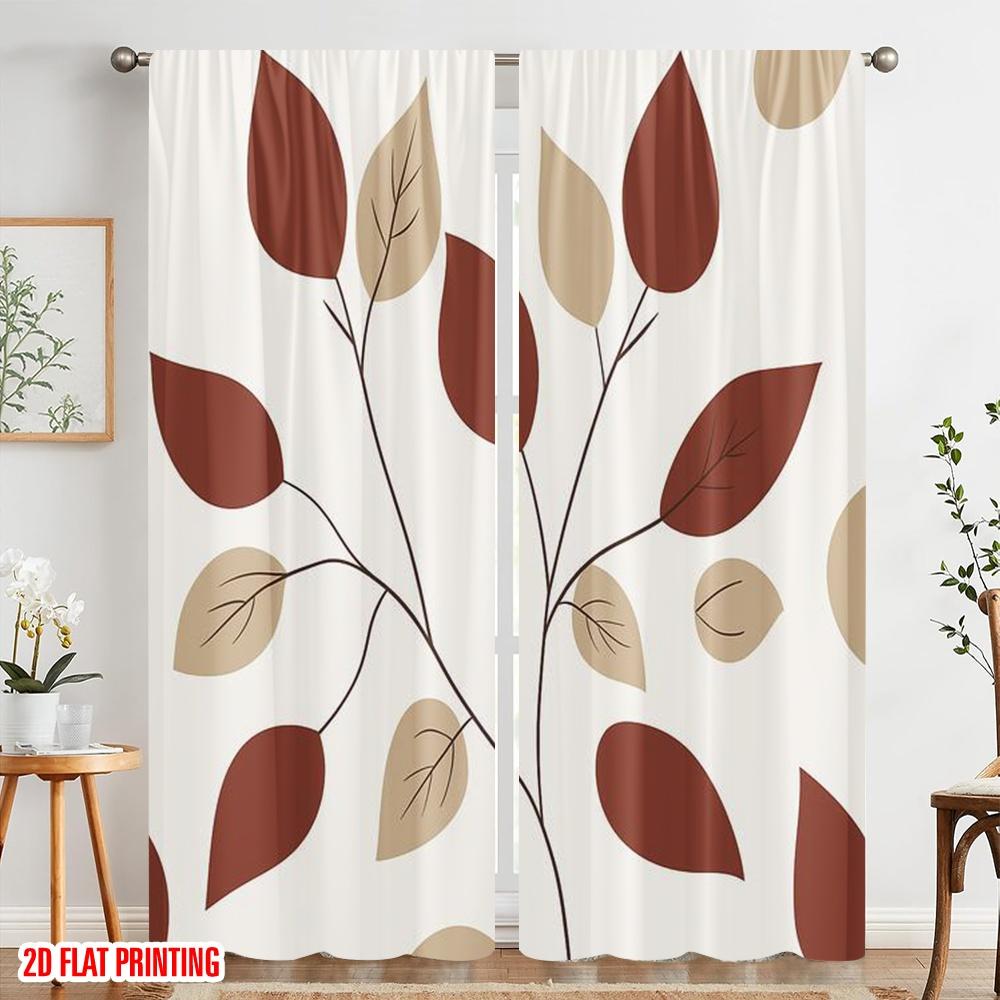 2 Stück, 2D-Flachdruck Vorhänge Rollos Herbstblätter Polyester (ohne Stange) Festliche Nutzung für Wohnzimmer, Büro,