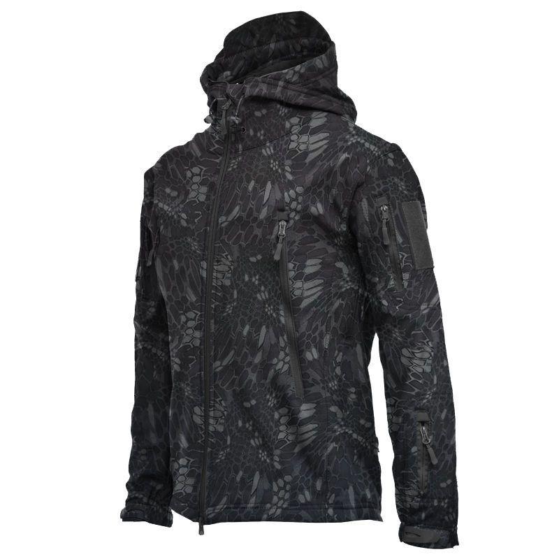 Men's Tactical Outdoor Camouflage Soft Shell Jacket - Windproof Waterproof Fleece Coat for Mountaineering
