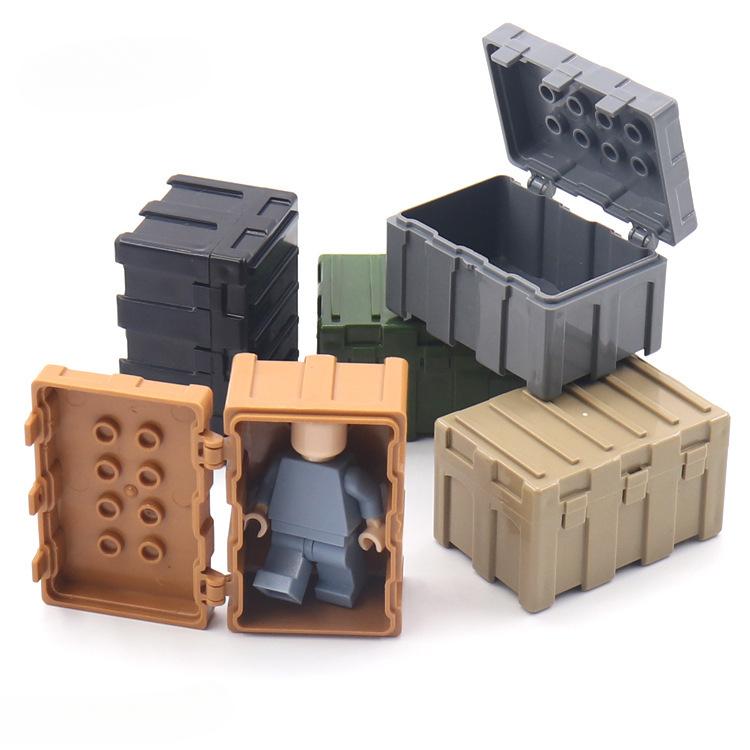 Military Accessories Can Be Put Dolls Assembled Clamshell Weapon Box Six-Color Optional Parts Toy Building Block