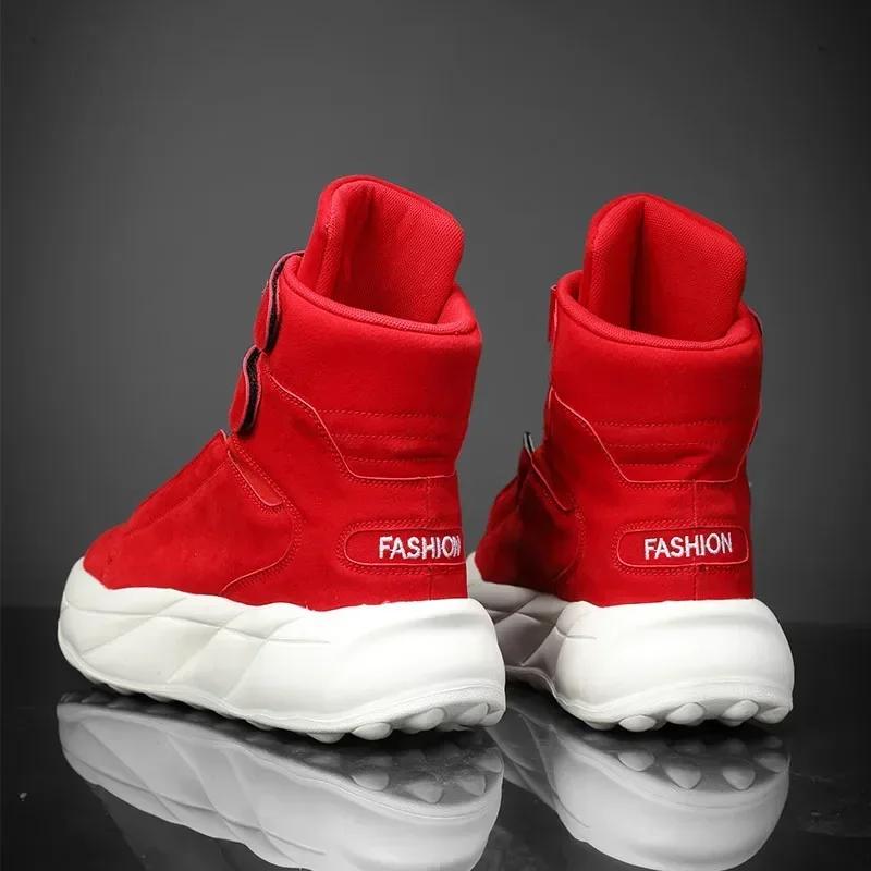 Fashion High Top Red Men's Winter Shoes 2025 Designer Casual Shoes Boots for Men Comfortable Suede Mens Shoes zapatos de hombre