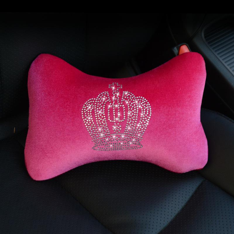 Diamond Car Headrest Pillow and Waist Cushion Set with Neck Pillow - Car Interior Comfort Kit