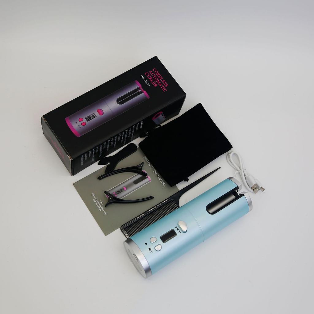 Hair Curler Set Cordless Automatic Rotating Hair Curler Curling Iron LED Display Temperature Adjustable Styling Tool Wave Styer