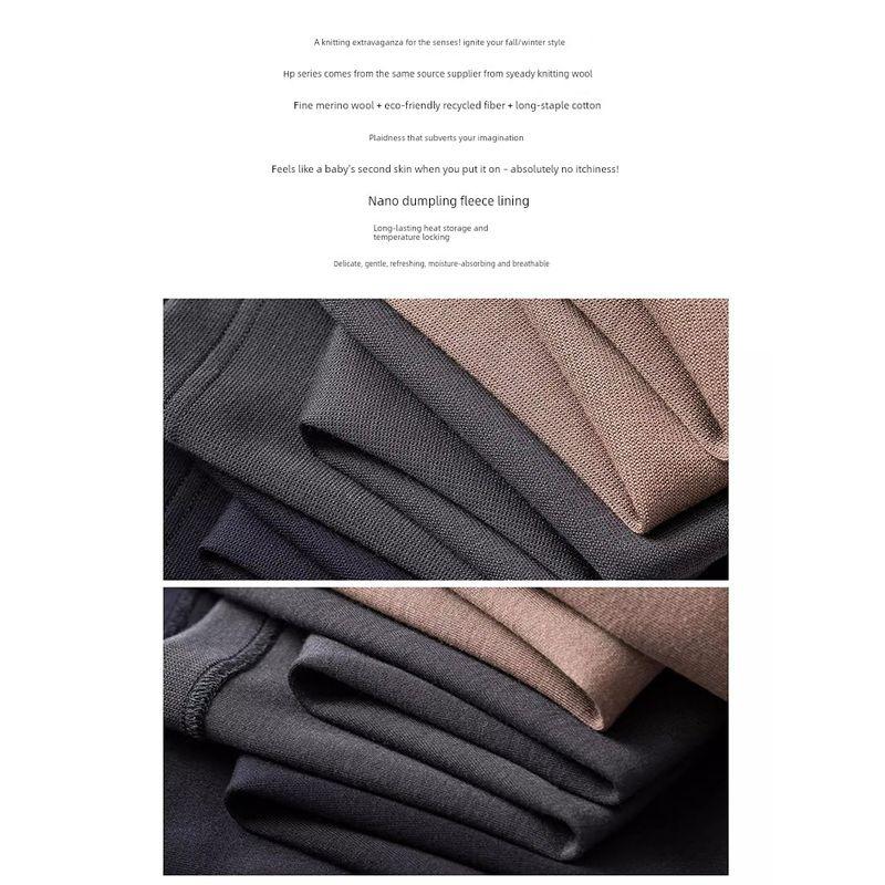 Merino Wool Blend Warm Knitted Base Layer Men's Autumn and Winter Inner Sweatshirt Foreign Trade Men's Round Neck T-Shirt