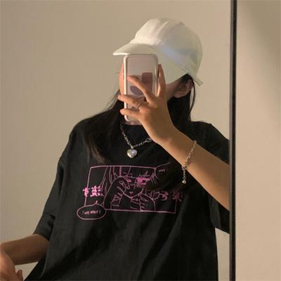 Europäische und amerikanische Sommer-Streetwear Anime-bedrucktes T-Shirt