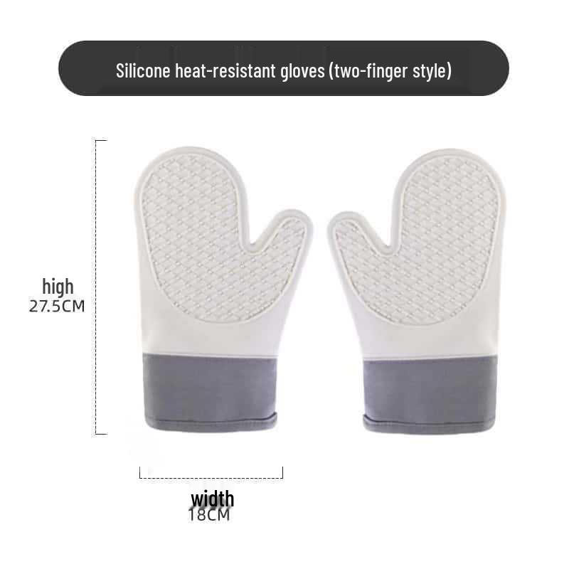 Hitzebeständige Silikon-Ofenhandschuhe: Fünf-Finger-Verbrühschutz, verdickt für Hochtemperatur-Backen und Mikrowellengebrauch.