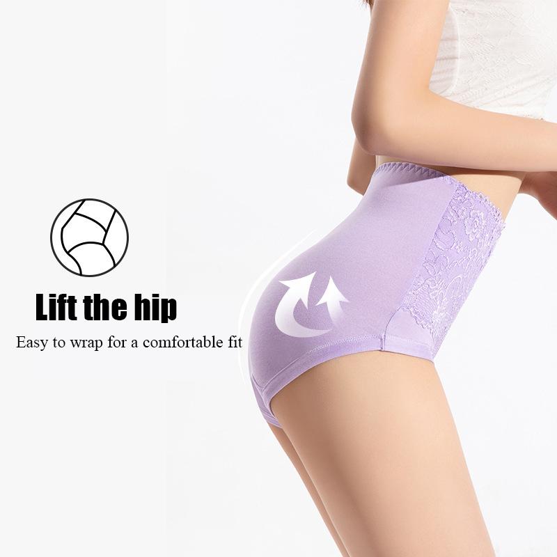 M-6XL Plus Size Women's Lace Underwear High-Waisted Plus Size - Elegant Solid Color Triangle Briefs, Comfortable Breathable Panties for Daily Wear