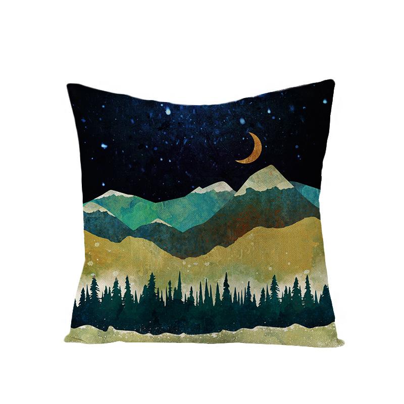 Home Decoration Supplies Landscape Painting Polyester Pillow Cover Home Geometric Abstract Sofa Cushion Cover