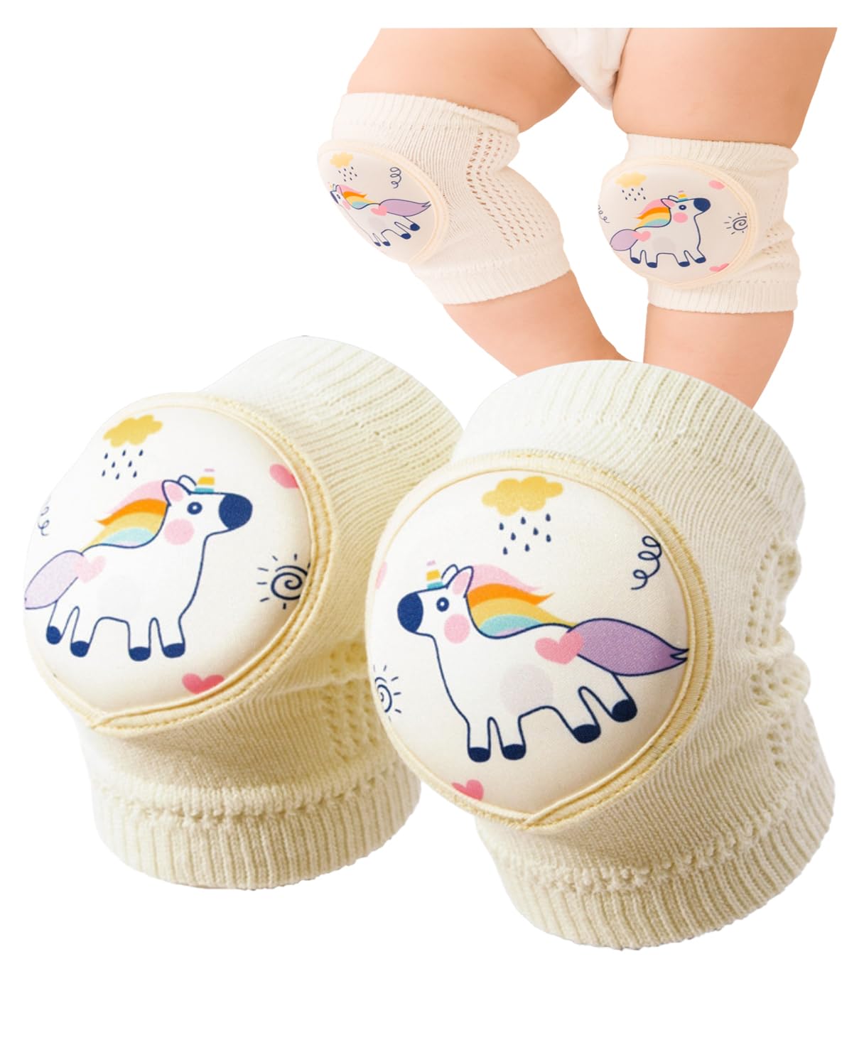 

miaotti Детские наколенники для ползания, защита для ног из губки, утеплители, сетка для круглого года, хлопок, (единорог)