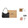 Coach Laurel 31 Logo Reißverschluss Kieselsteinleder Tragetasche Crossbody Umhängetasche Große Damen Taschen Gold Schwarz CR148-IMBLK