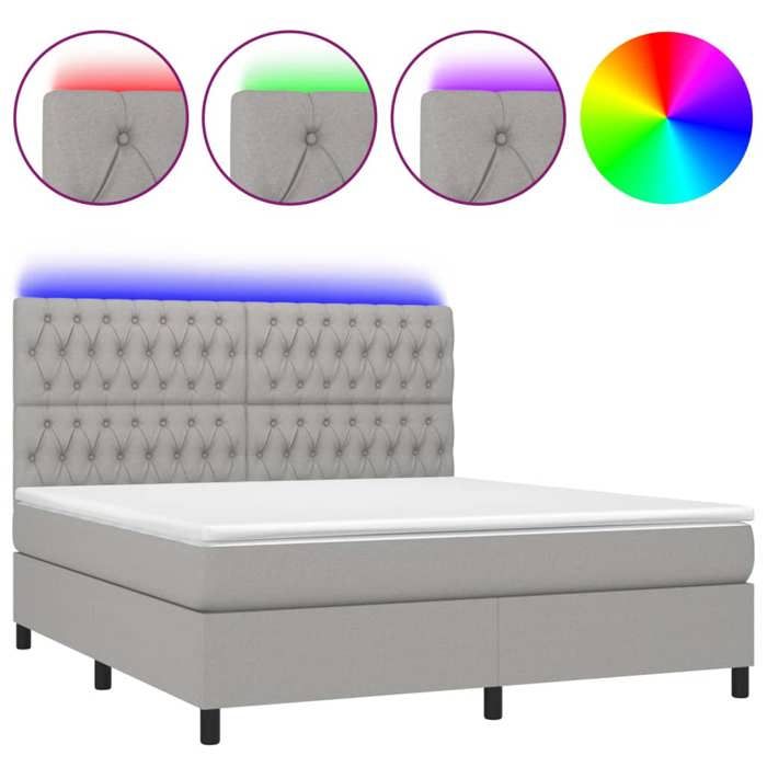 VidaXL Sommier à Lattes de Lit avec Matelas et LED, Lit Rembourré, Lit Double, Lit Adulte de Chambre à Coucher Intérieur, 3135133