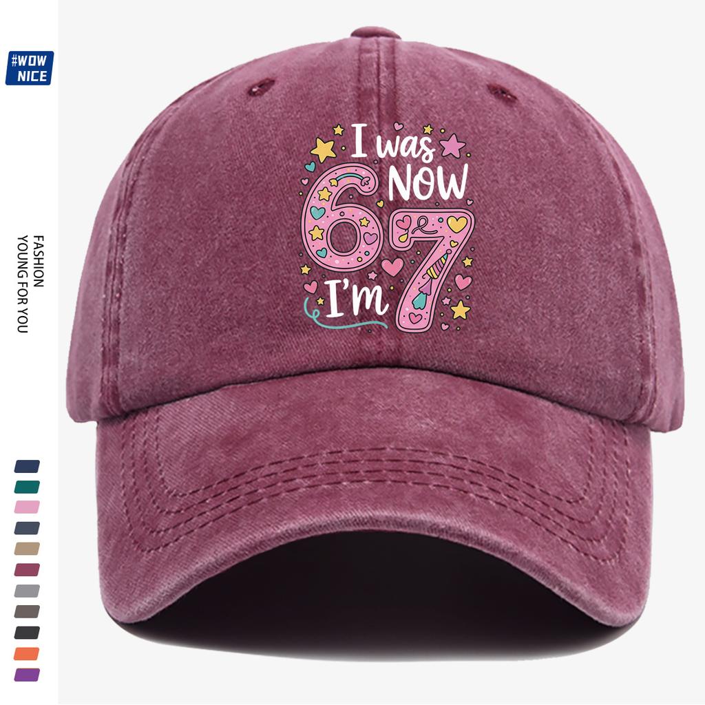 Pc Pink Color Painted Number Cm Baseball Cap I Was  Now IM Cm Text Stars Hearts Rainbow Decoration Graduati