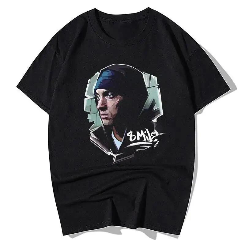 2025 Sommer Rapper Eminem Grafikbedrucktes T-Shirt Herren Retro Reine Baumwolle HipHop Mode Lässig Locker geschnittenes T-Shirt Damen