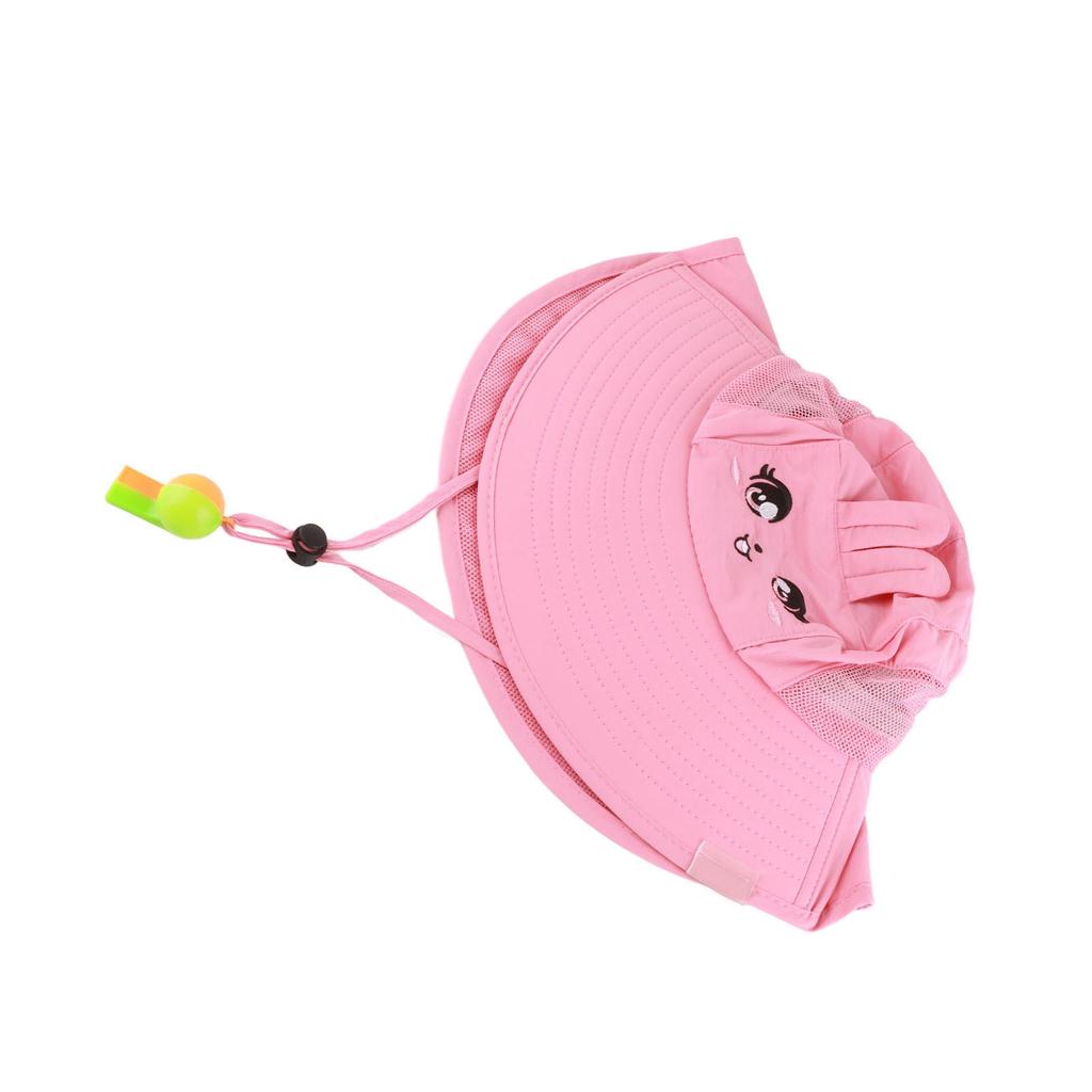 Dziewczęcy kapelusz przeciwsłoneczny z ochroną UV, uroczy nadruk z kreskówki, szerokie rondo, dziecięca czapka do zabawy na plaży na lato, różowa