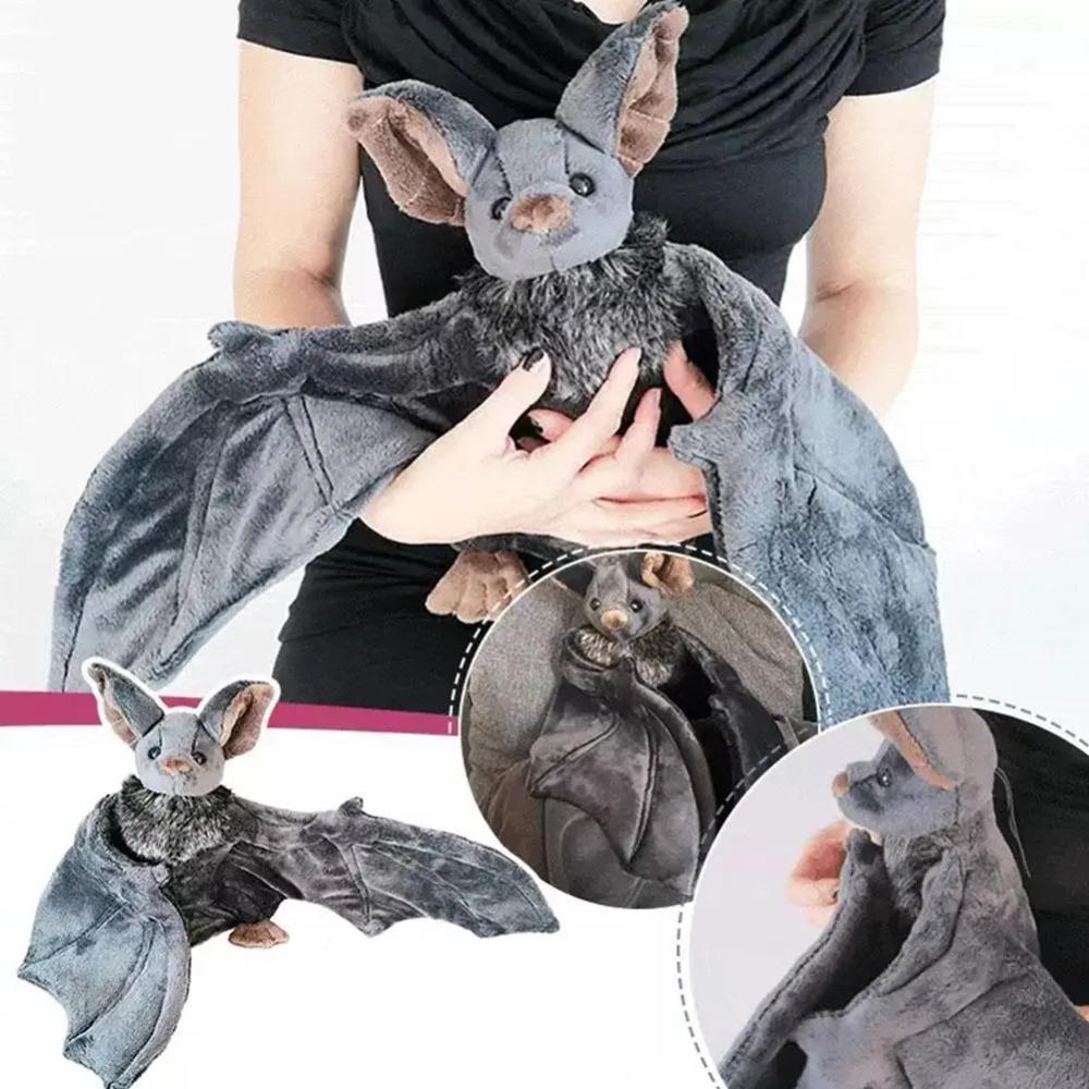 Bambola Pipistrello Morbida Viva Cuscino Coperta Peluche con Ala Pieghevole Realistica Cuscino Seduta Decorazione Pipistrelli Halloween Natale