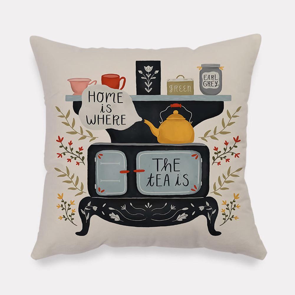 Flannel Square Bedside Pillowcase, Pastoral Home Atmosphere Cartoon Anime Pattern Cushion Protective Cover With Invisible Zipper 45x45cm